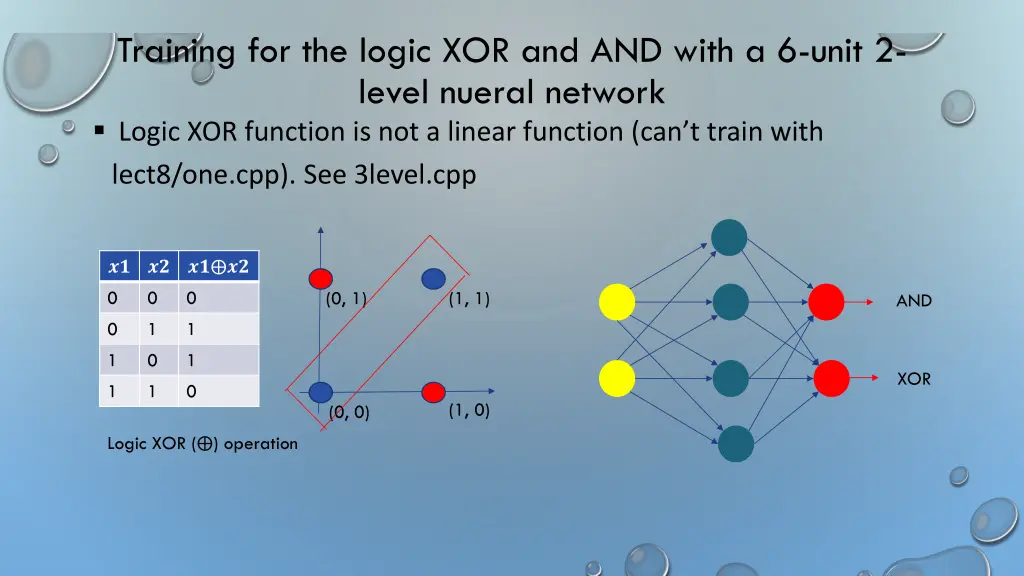 training for the logic xor and and with a 6 unit