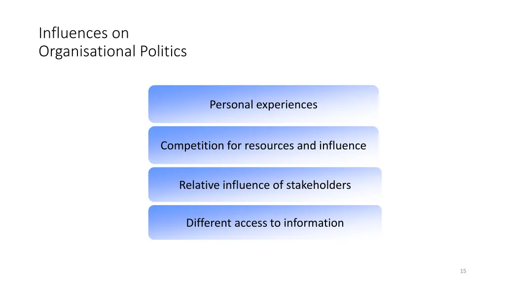 influences on organisational politics