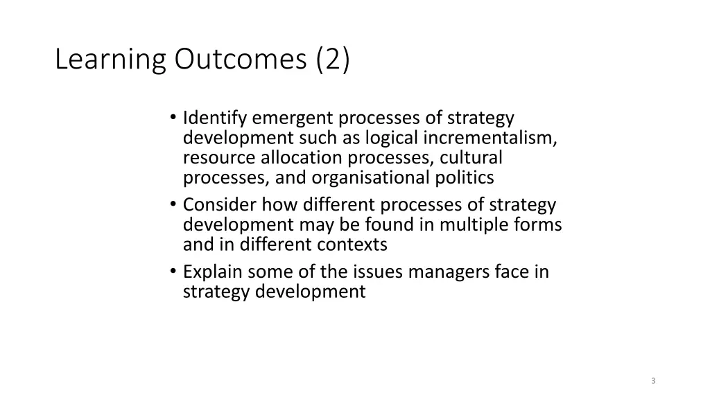 learning outcomes 2