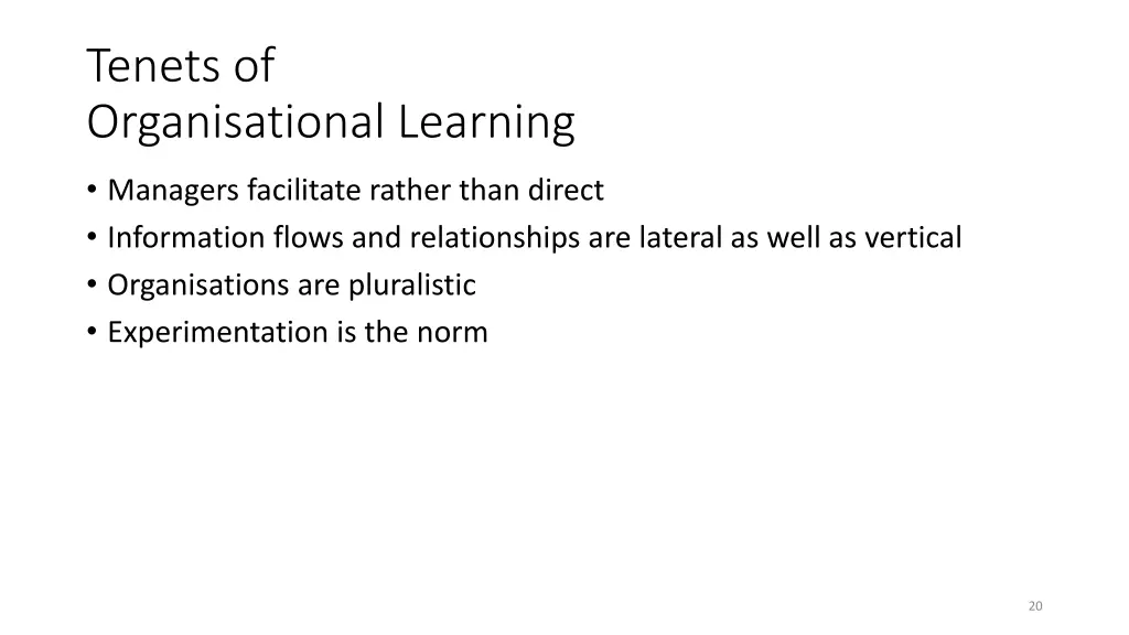 tenets of organisational learning