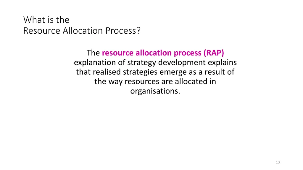 what is the resource allocation process
