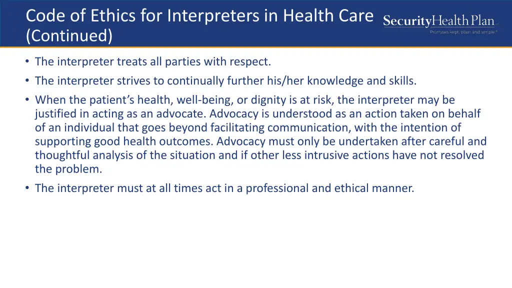 code of ethics for interpreters in health care 1