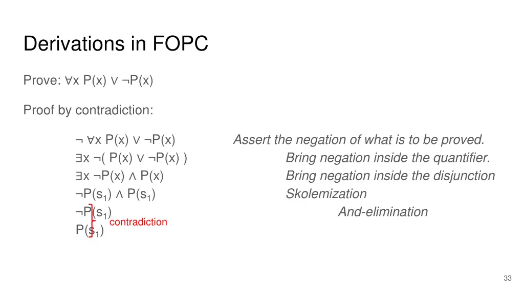 derivations in fopc