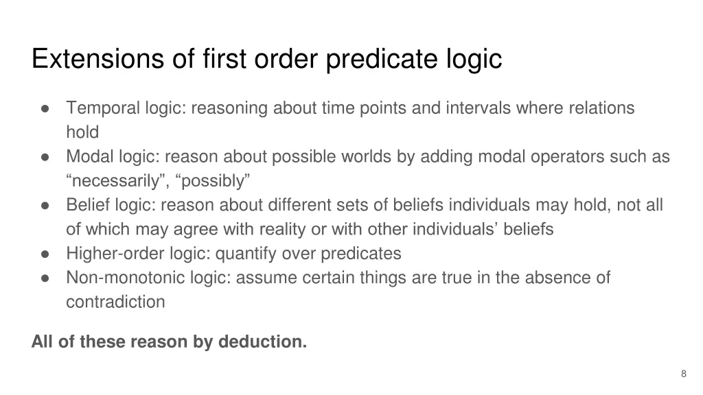 extensions of first order predicate logic