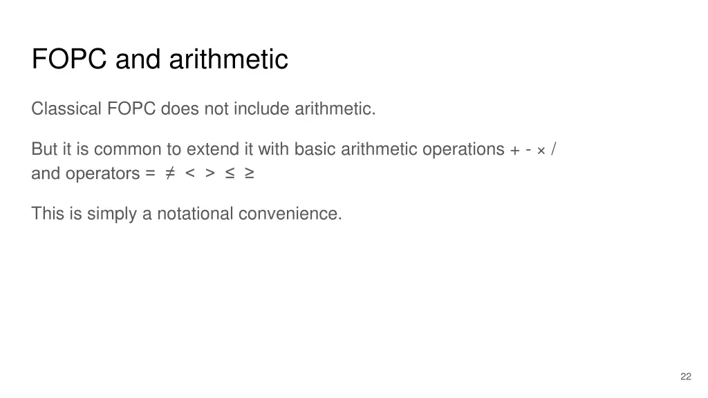 fopc and arithmetic