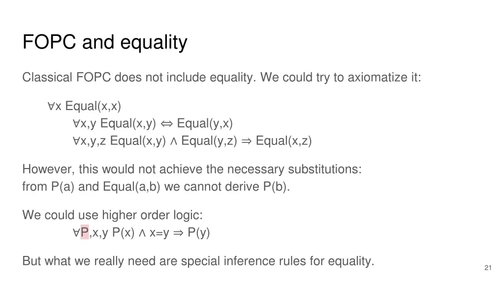 fopc and equality