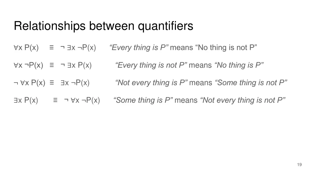 relationships between quantifiers