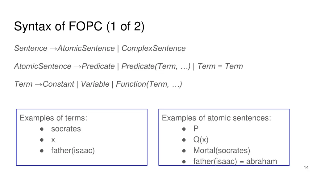 syntax of fopc 1 of 2