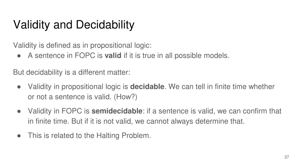 validity and decidability