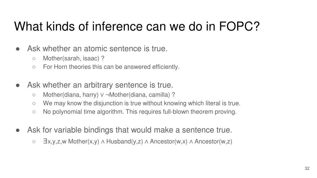 what kinds of inference can we do in fopc