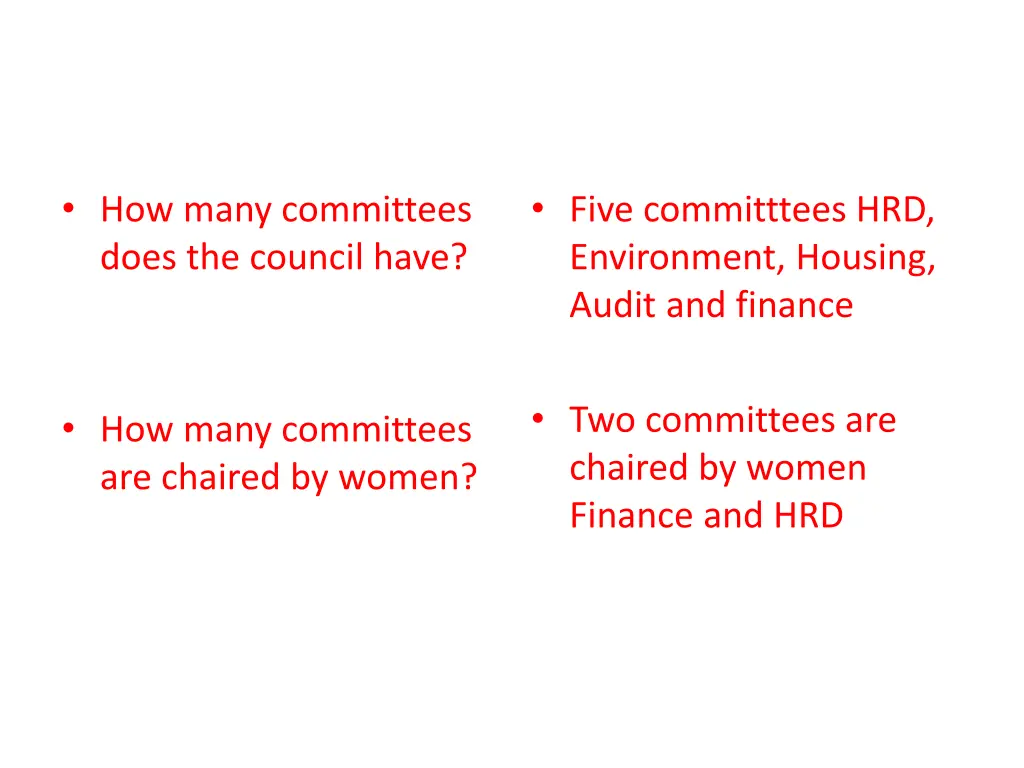 how many committees does the council have