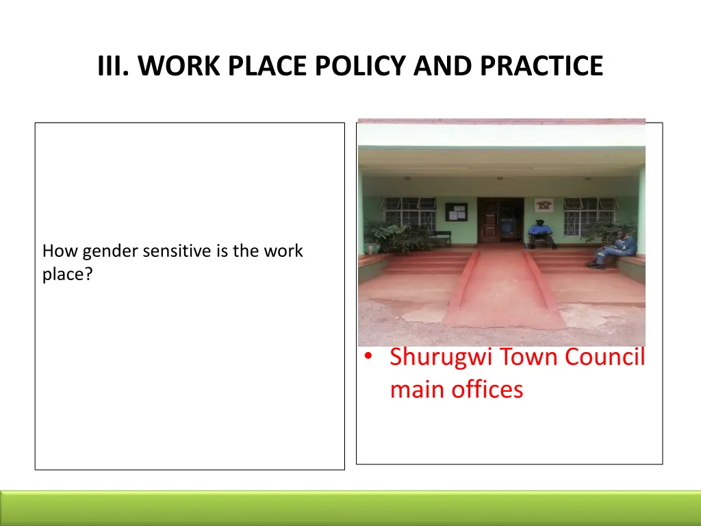iii work place policy and practice