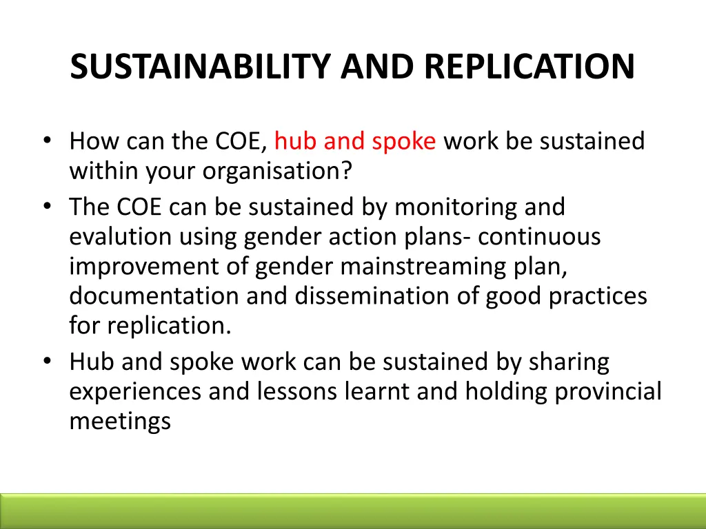 sustainability and replication