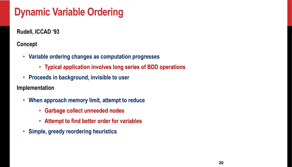 dynamic variable ordering