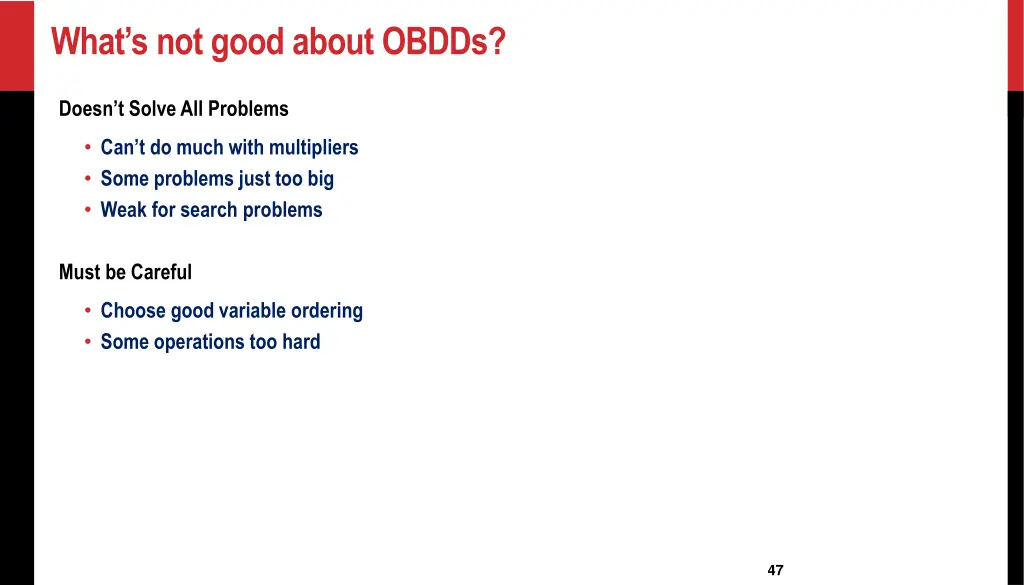 what s not good about obdds