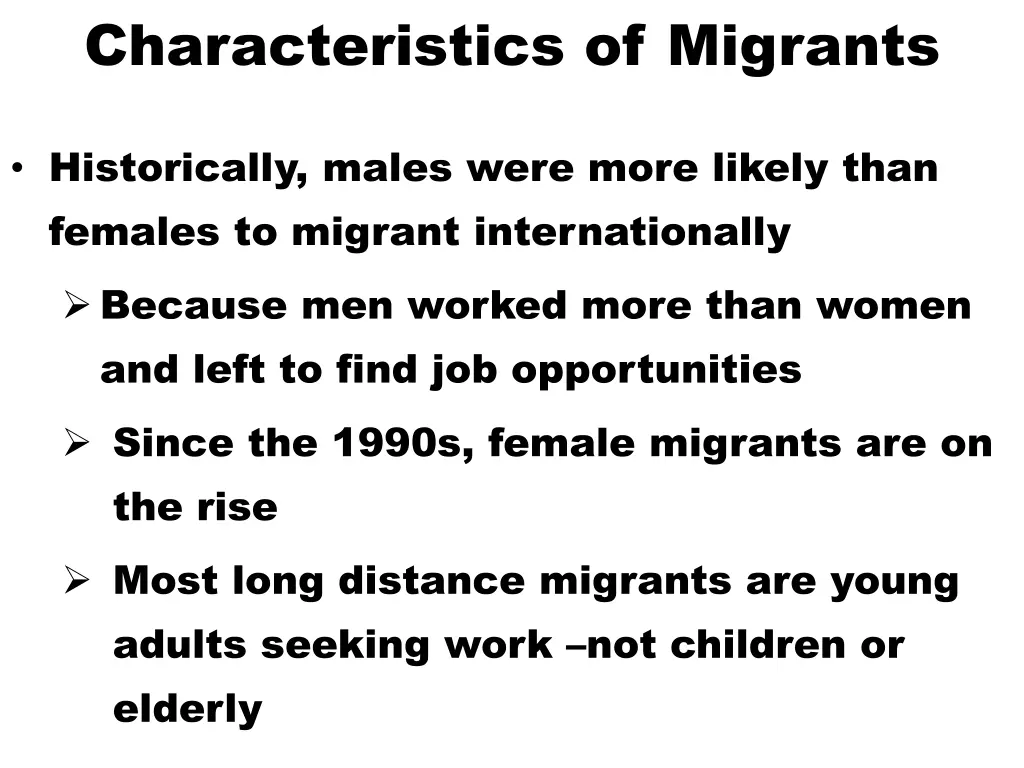 characteristics of migrants