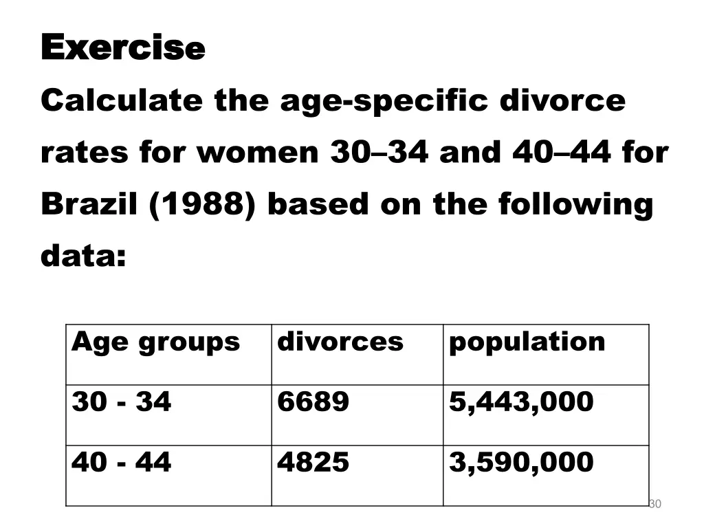 exercis exercis e e calculate the age specific