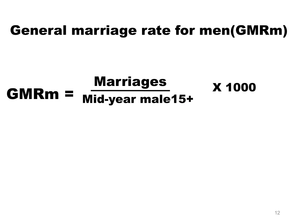 general marriage rate for men gmrm