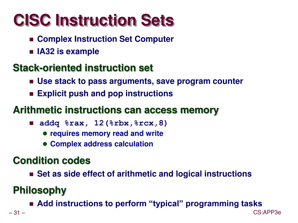 cisc instruction sets