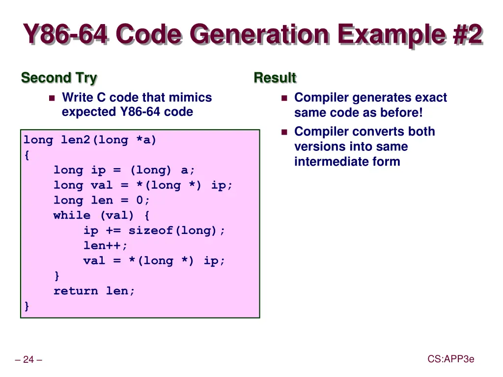 y86 64 code generation example 2