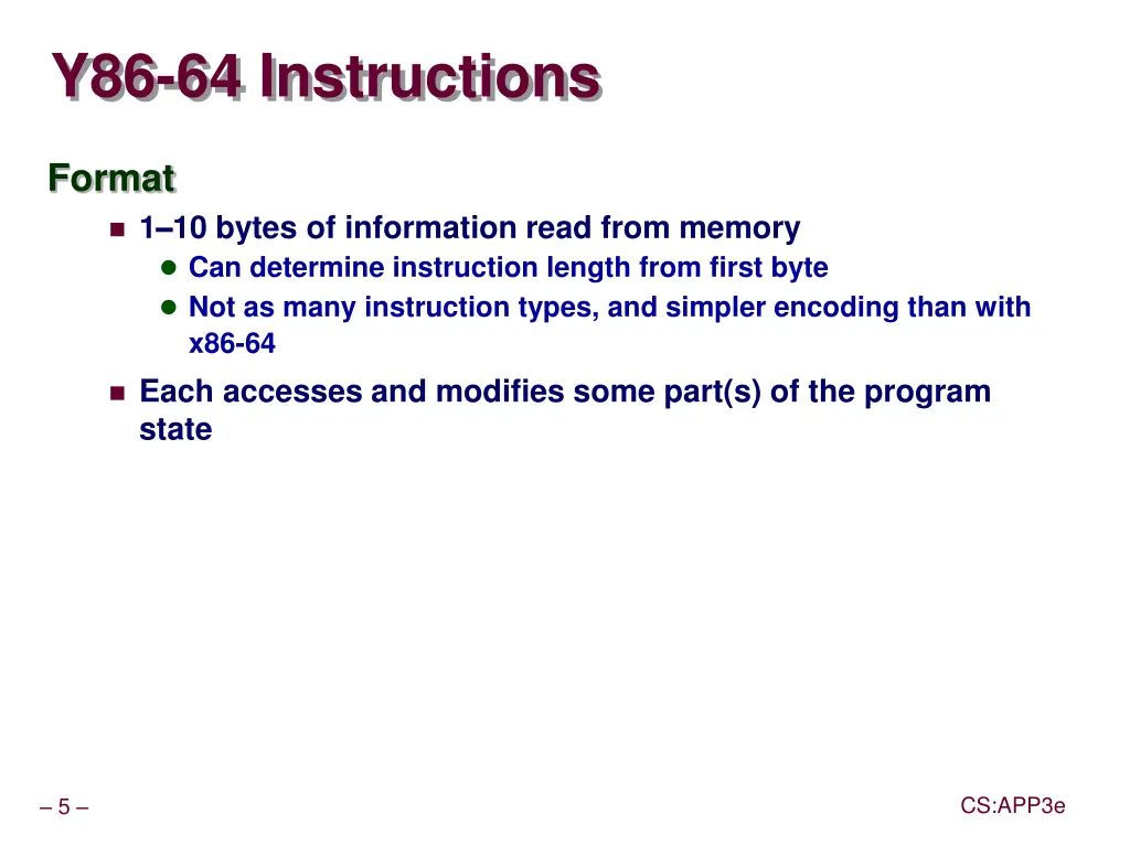 y86 64 instructions