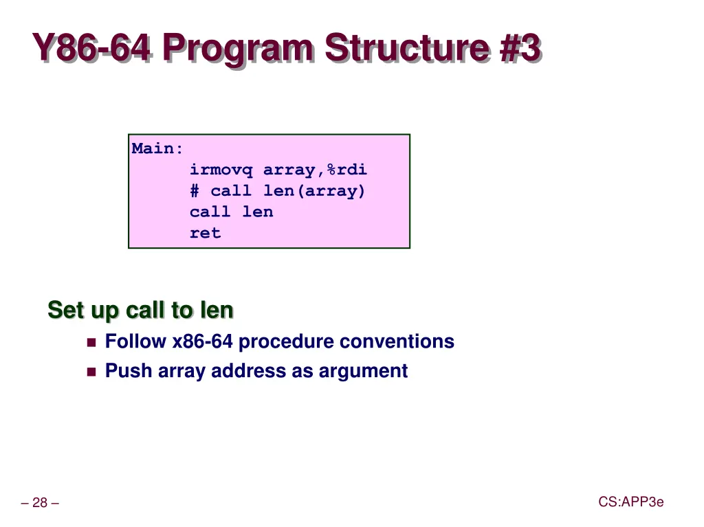 y86 64 program structure 3