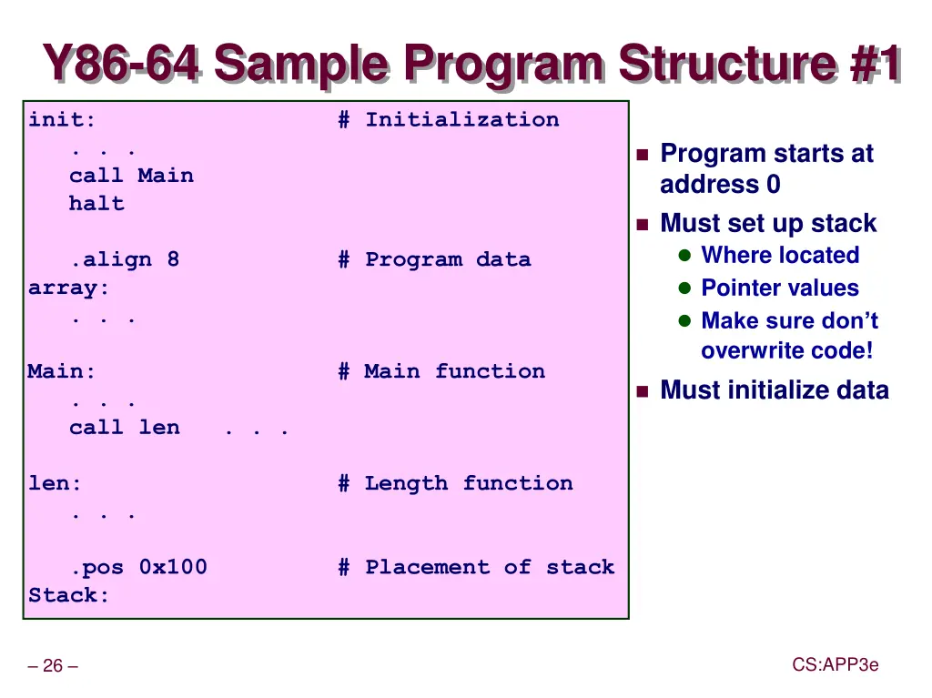 y86 64 sample program structure 1