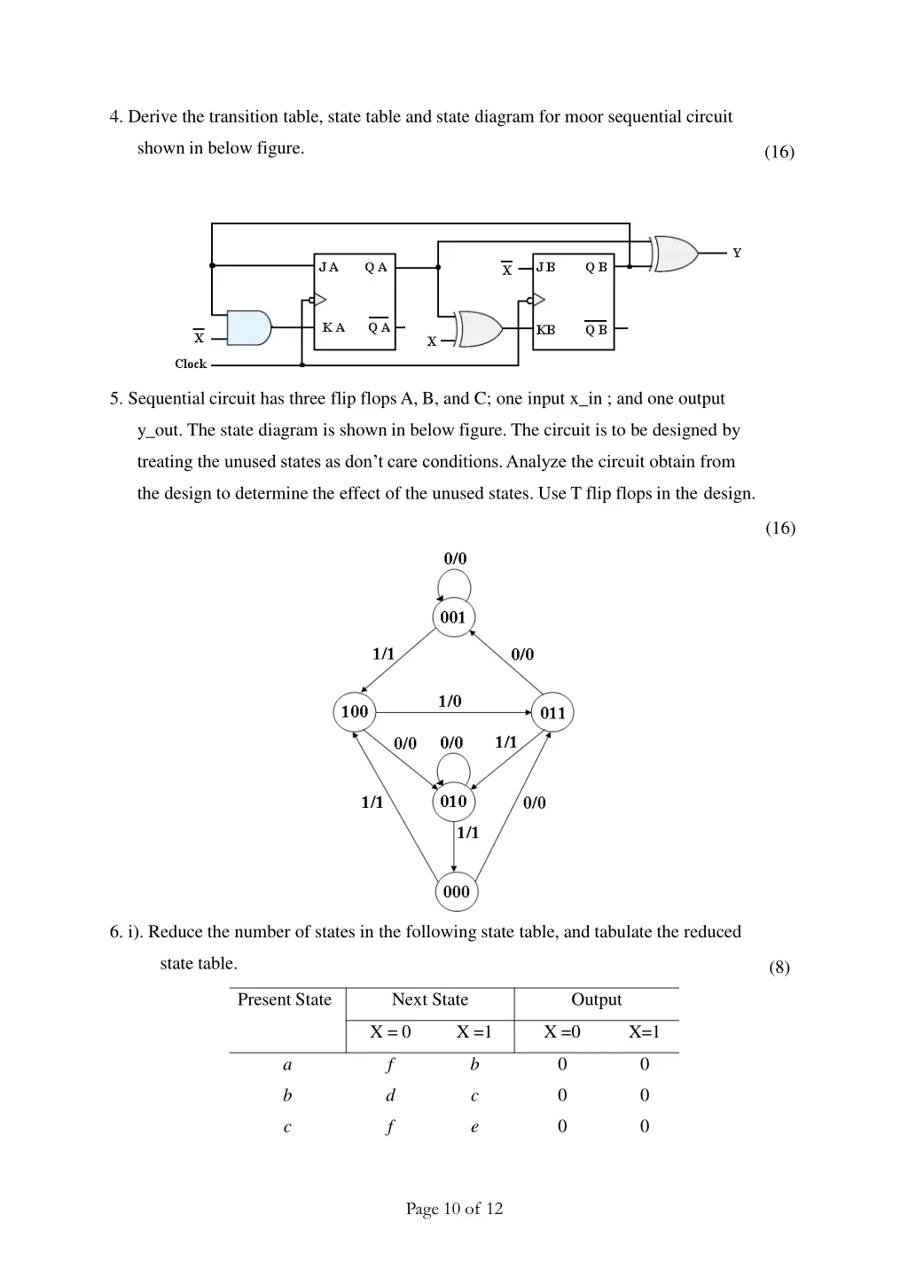 4 derive the transition table state table