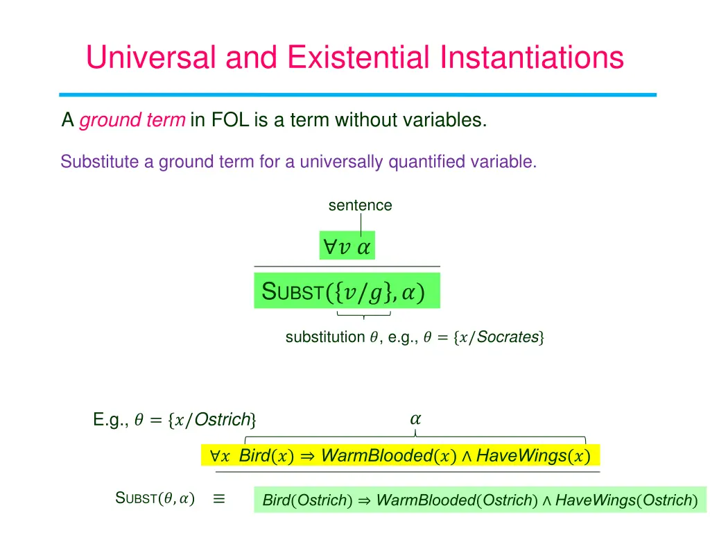 universal and existential instantiations