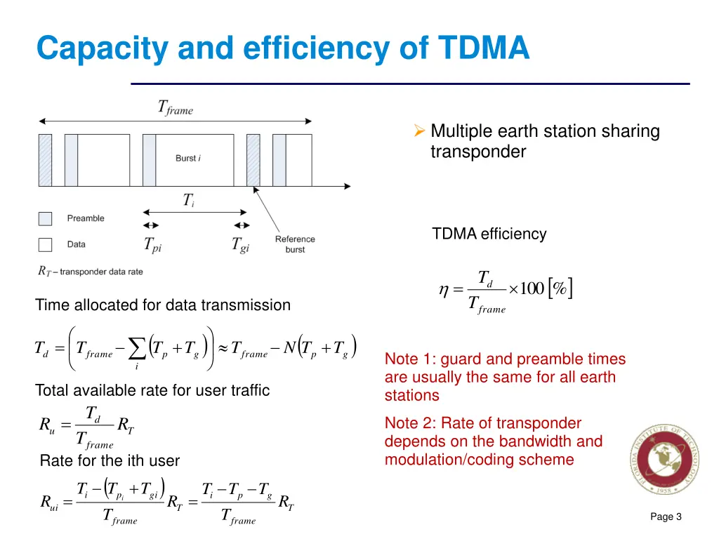 capacity and efficiency of tdma