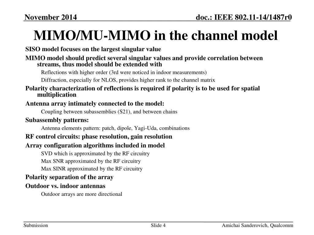november 2014 mimo mu mimo in the channel model