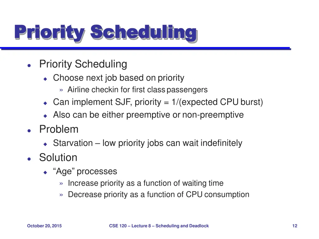 priority priority scheduling scheduling