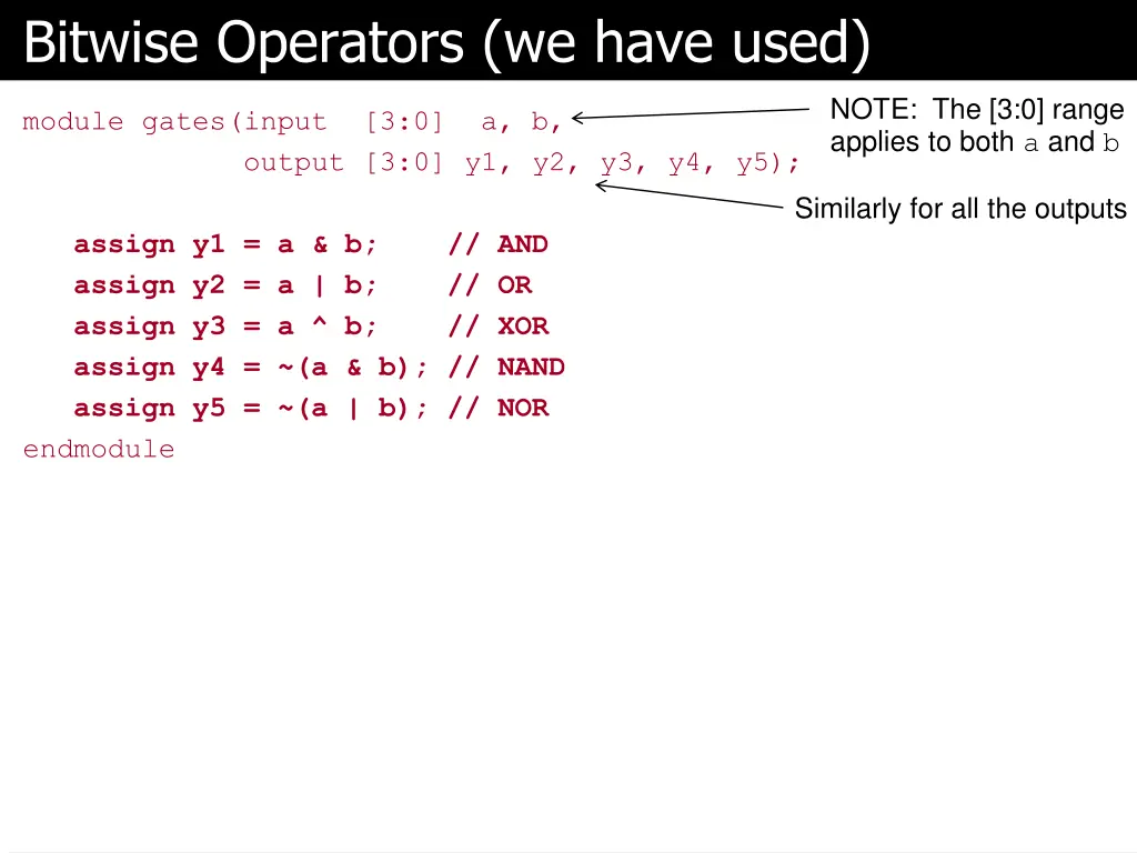 bitwise operators we have used