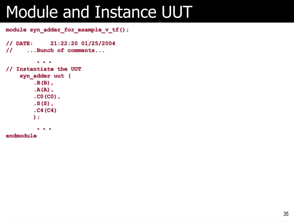 module and instance uut