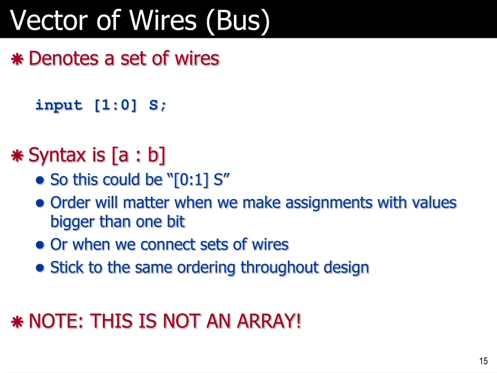 vector of wires bus