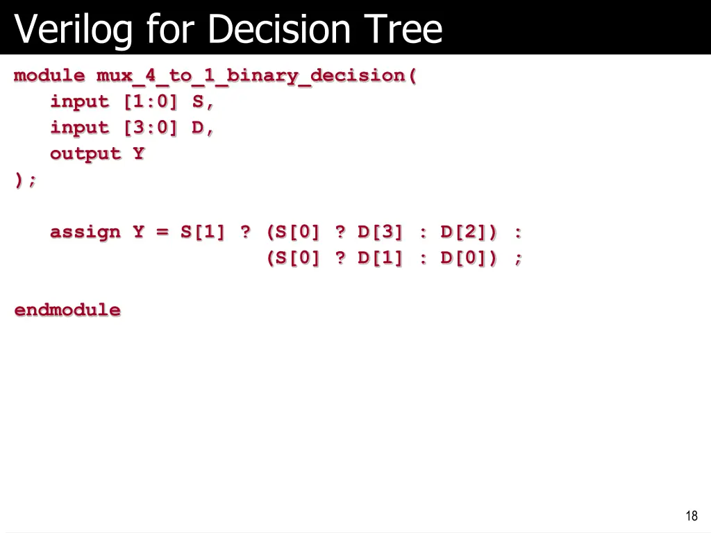 verilog for decision tree