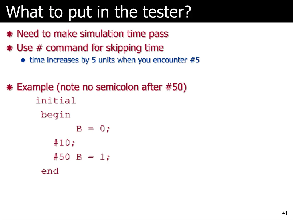 what to put in the tester