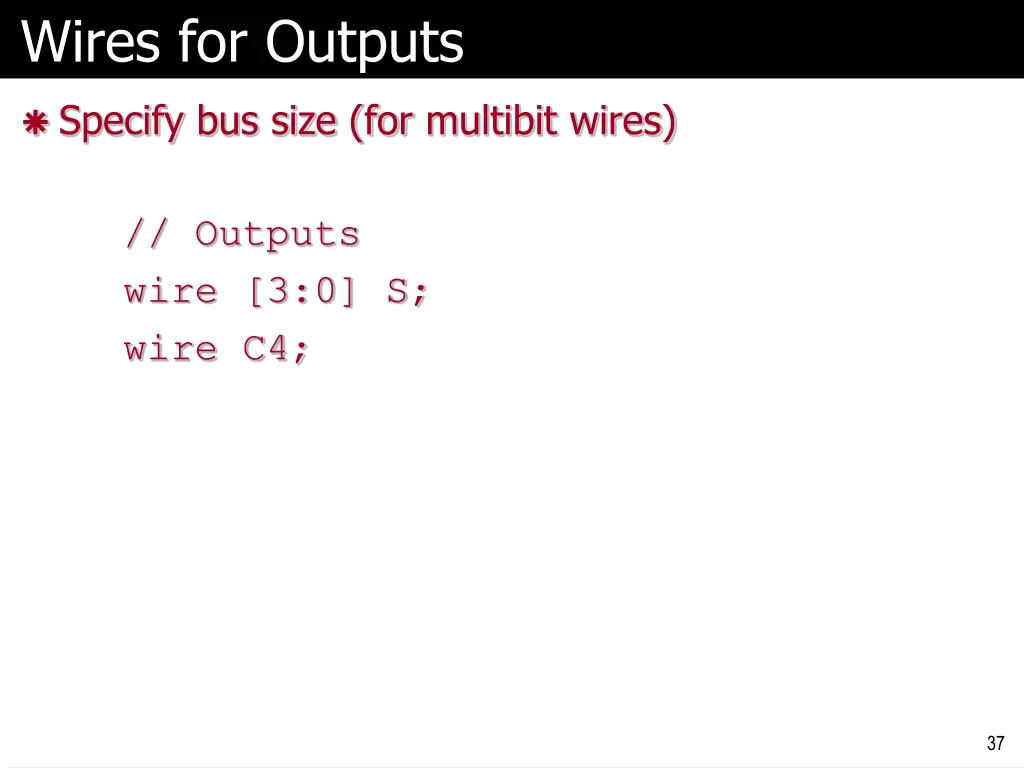 wires for outputs