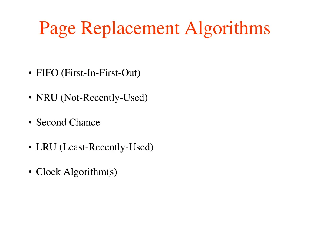 page replacement algorithms