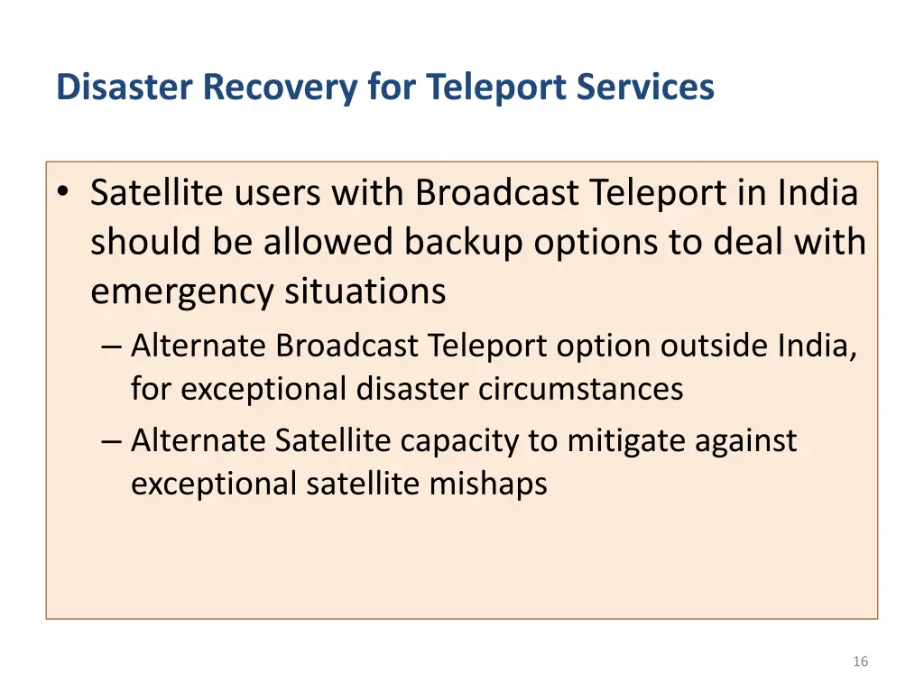 disaster recovery for teleport services
