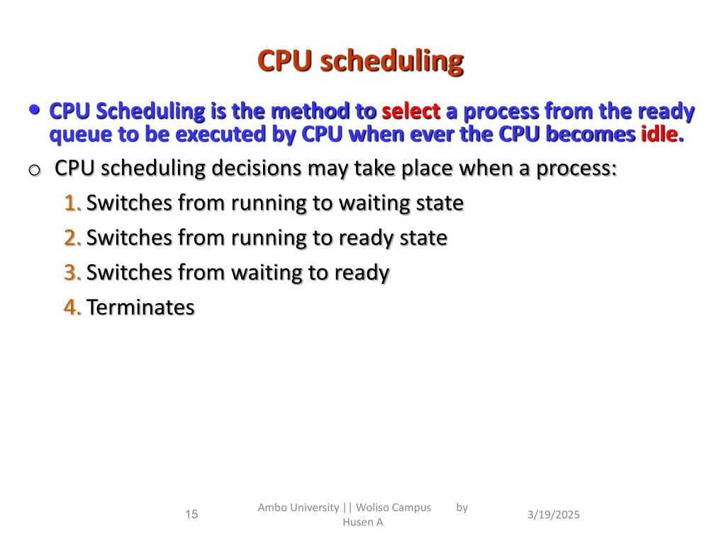 cpu scheduling