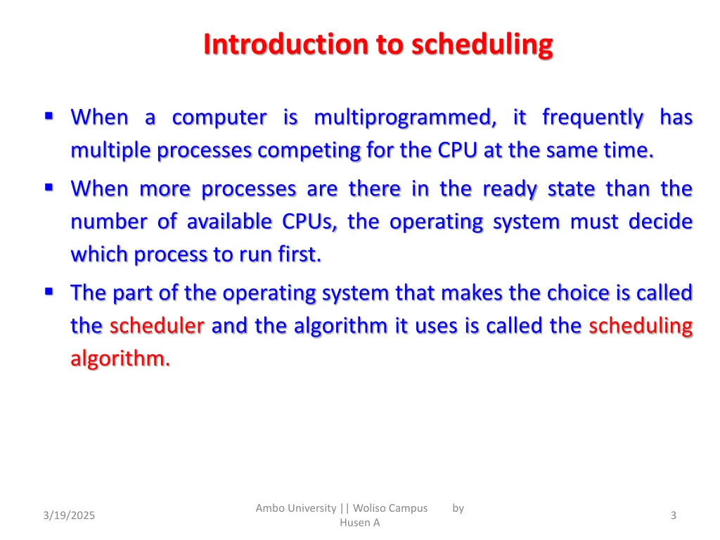 introduction to scheduling