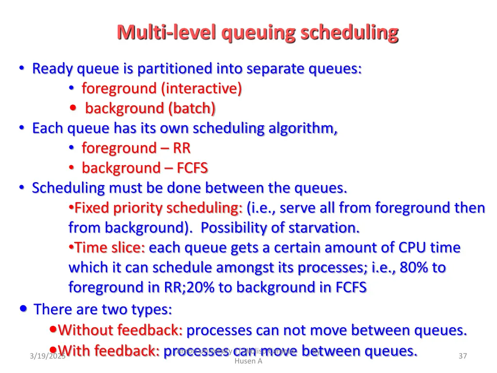 multi level queuing scheduling