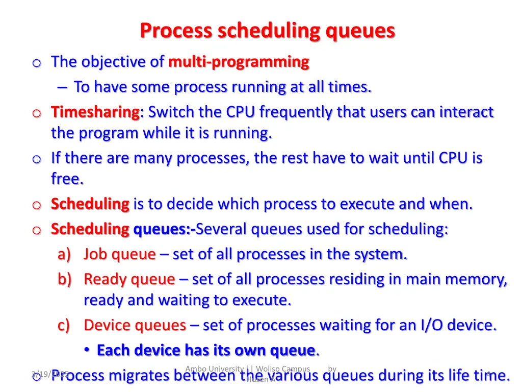 process scheduling queues
