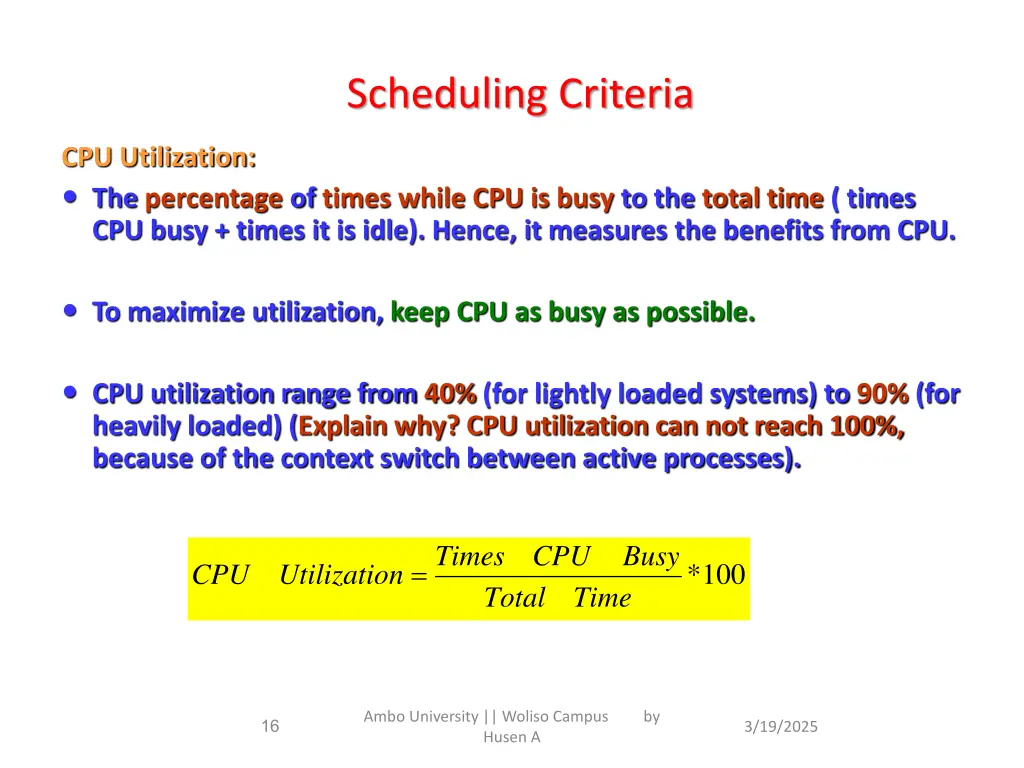 scheduling criteria
