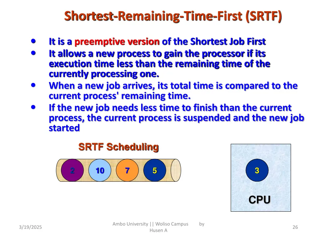 shortest remaining time first srtf