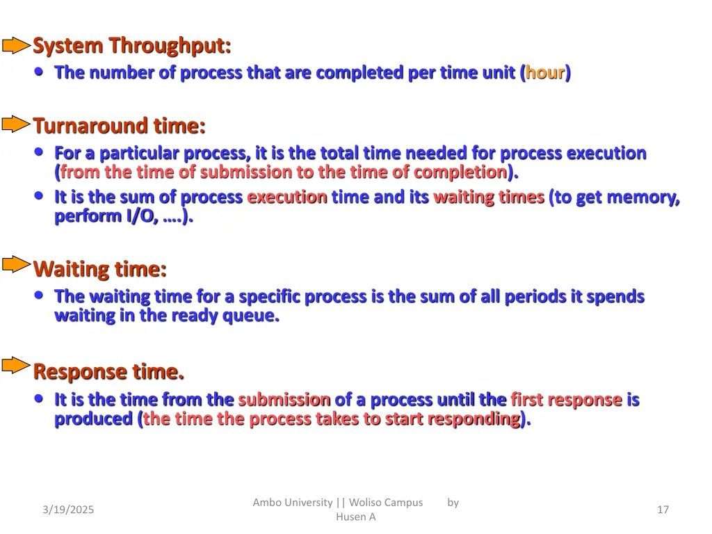 system throughput the number of process that