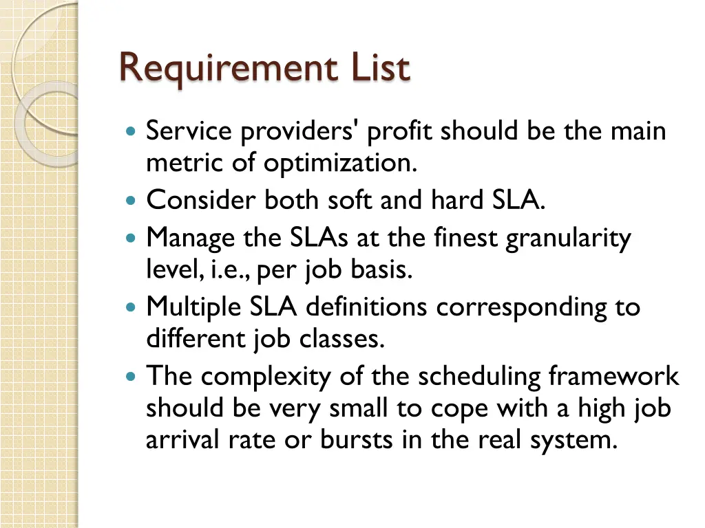 requirement list