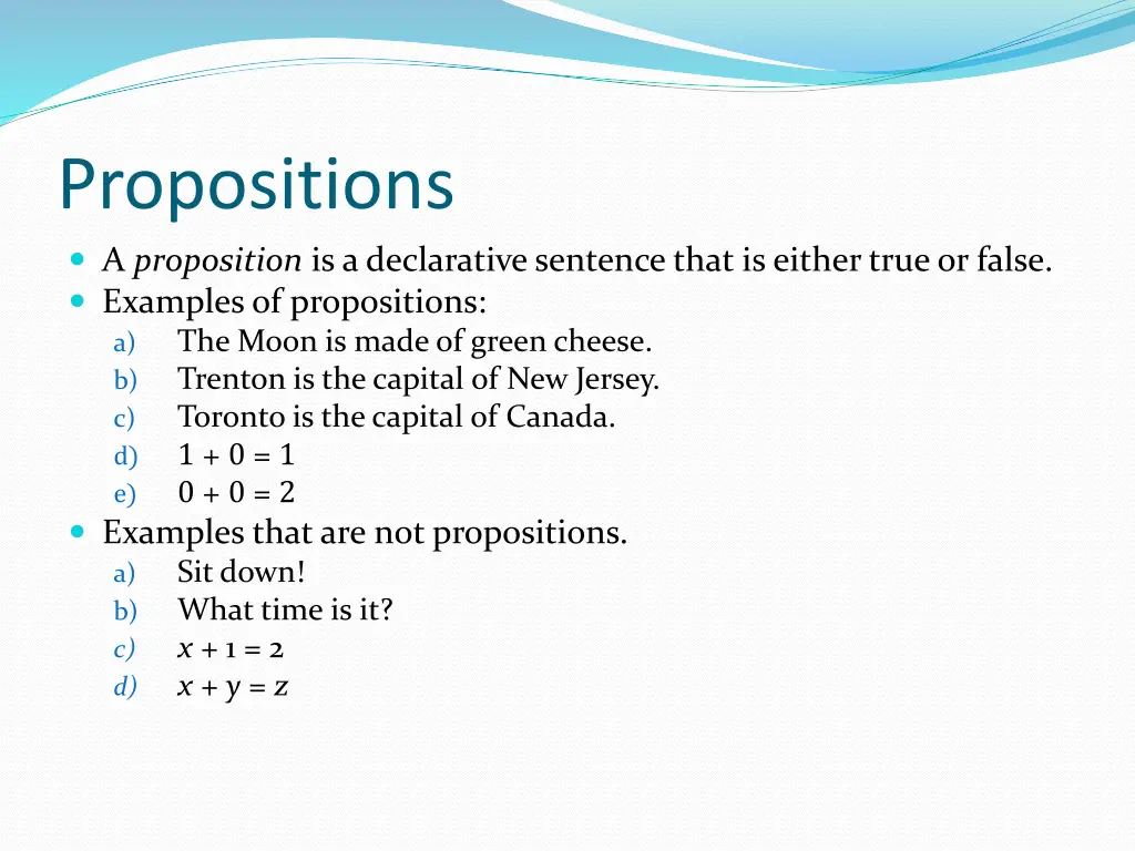 propositions a proposition is a declarative