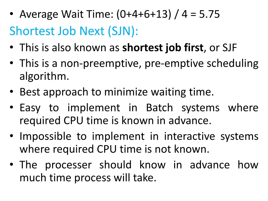 average wait time 0 4 6 13 4 5 75 shortest